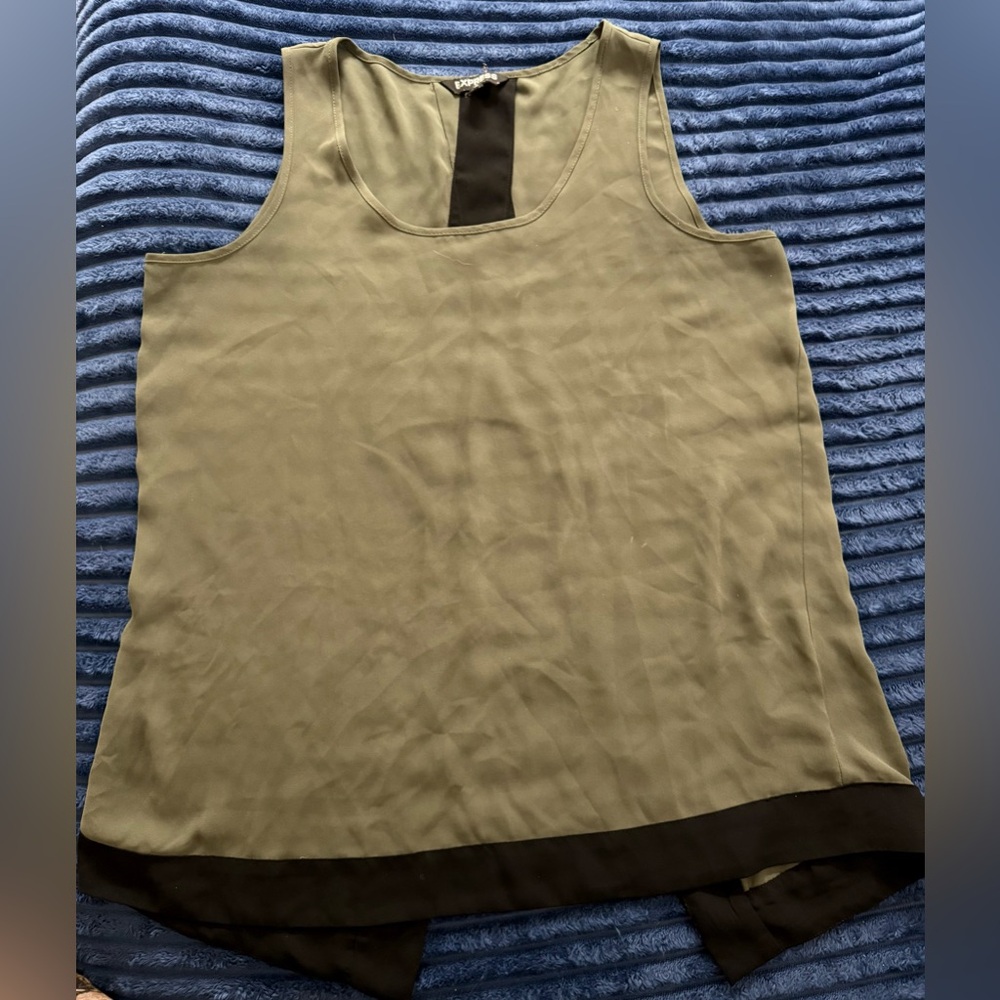 Express Olive and Black Sleeveless Top